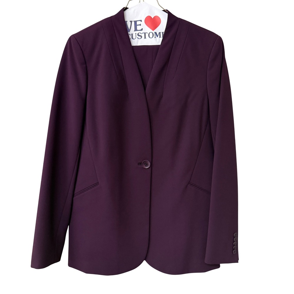 Elie Tahari Lyla Stretch Suiting Jacket Marcia Ankle Trousers Size 10 Aubergine